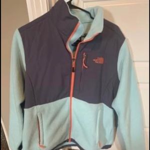 Mint and coral north face jacket